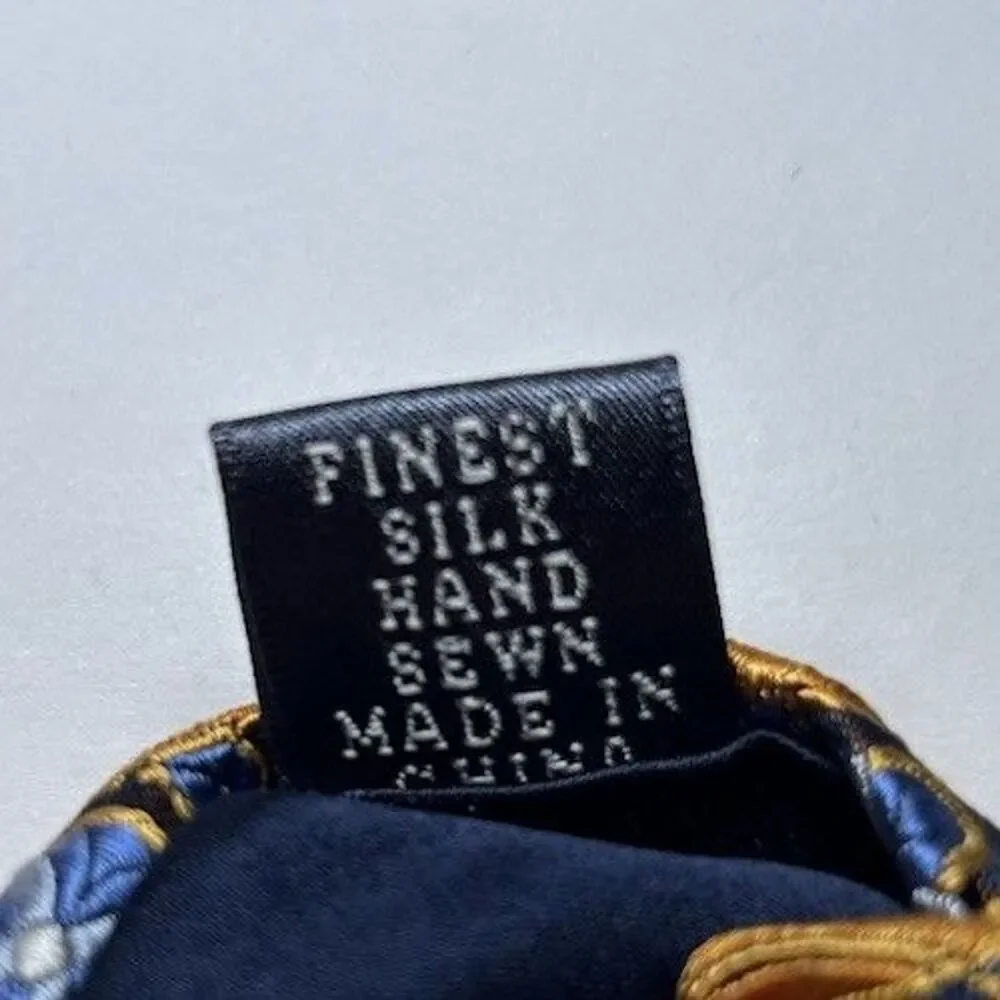Forsyth Men’s Hand Sewn 100% Silk Geometric Neck Tie Orange/Blue